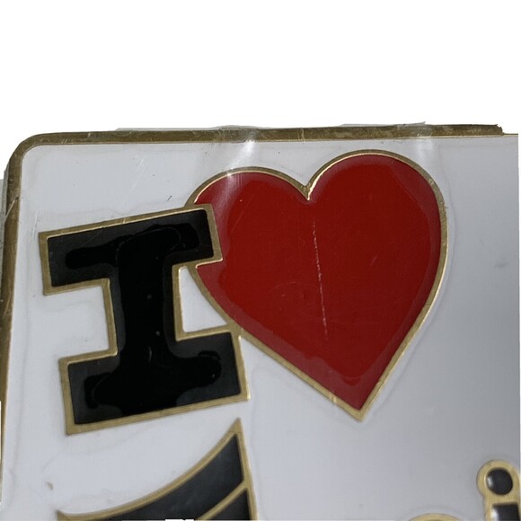 Gift Creations Magnet Cloisonne I Love Music Gold Tone Vintage Metal Fridge 1984 - Picture 2 of 3